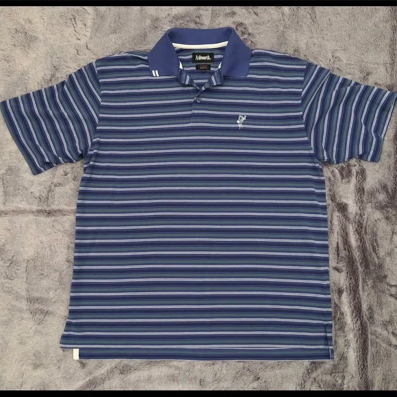Ashworth EZ tech striped cotton golf shirt L - Picture 2 of 8